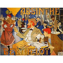 Absinthe Berthelot by Henri Thiriet - Framed Canvas Art by KegWorks