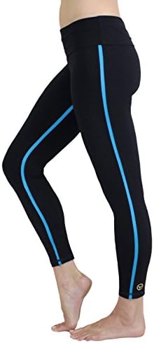 Sol Yoga Pants - Organic Bamboo Breathable Athletic Wear with Alignment Technology and Adjustable Waistband, Full Length Legging, Maya, Turquoise