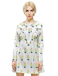 General Print Spandex Peplum Spring  Dress