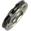 Stainless Steel Concave Black Cubic Zirconia "Sweet Agreement" 4mm Band Ring - Women