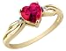 Created Ruby Heart Ring with Diamonds 7/8 Carat (ctw) in 10K Yellow Gold