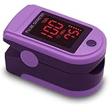 CMS 500DL Generation 2 Fingertip Pulse Oximeter Blood Oxygen Saturation Monitor with silicon cover, batteries and lanyard (Royal Purple)
