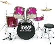 TKO 424 5-Piece Drum Set with Cymbals, Drum Throne & Bass Pedal; Color Pink