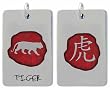 Chinese Character Tiger with English Shiny Pewter Pendant Necklace