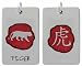Chinese Character Tiger with English Shiny Pewter Pendant Necklace