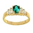 14K Yellow Gold Emerald and Diamond Ring