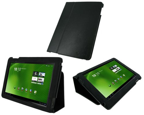 rooCASE Ultra Slim (Black) Leather Case Cover Cover with Stand for Acer Iconia Tab A500 A501 10.1-Inch Android Tablet Wi-Fi