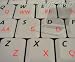 WELSH KEYBOARD STICKERS WITH RED LETTERING ON TRANSPARENT BACKGROUND