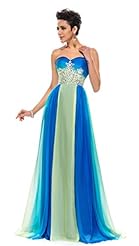 A-line Strapless Chiffon Fitted Beaded  Floor Length Sweetheart Prom Dress  With Rhinestones