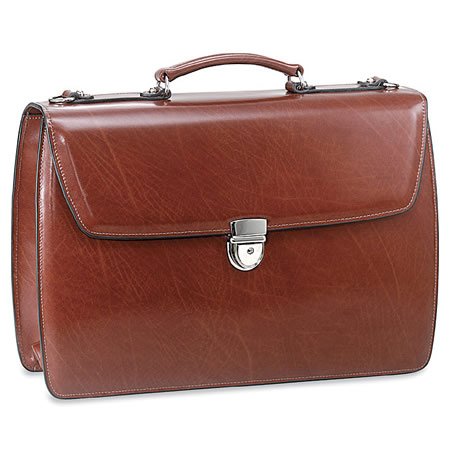 Jack Georges Elements Collection Triple Gusset Flapover Laptop Leather Briefcase