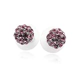 Pink Crystal Ball Stud Earrings Fashion Jewelry