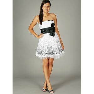 Polka Dot Satin Bow Tube Formal for Bridesmaid Formal Prom