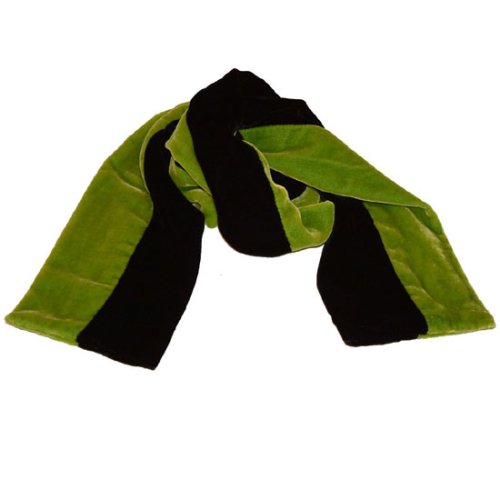 Lime & Black Striped Velvet Scarf for Kids