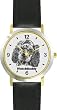 Cocker Spaniel - Pup (SC) Dog - WATCHBUDDY&reg; DESIGNER DELUXE TWO-TONE THEME WATCH - Arabic Numbers-EVENING TWILIGHT STYLE - Gray Dial with Black Leather Strap-Women's Size-Small
