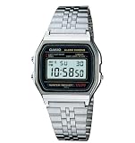 Casio Silvertone Digital Watch, A158W-1, Micro-Light, Stopwatch, Alarm, Hourly Signal, Auto-Calendar, 7 Year Battery