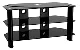 WCI Quality 360° Rotating 3-Tier TV Stand For Televisions Screens And Monitors Up To 85 Pounds - Aluminum Poles And Black Tempered Glass Furniture - Modern Decor For Homes And Living Rooms