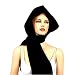BLACK HOOD WRAP COWL KNIT SCARF