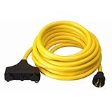 Coleman Cable 01911 25-Foot 10/3 Generator Power Cord with L5-20P Plug and 3-Outlets