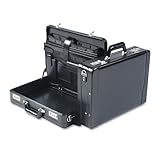 SOLO Expandable Laptop Attache Leather 18 X 4 X 13 Black Adjustable Removab ....