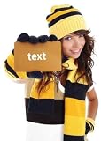 Winter Girl Wearing Hat and Gloves Showing Credit Card - 24
