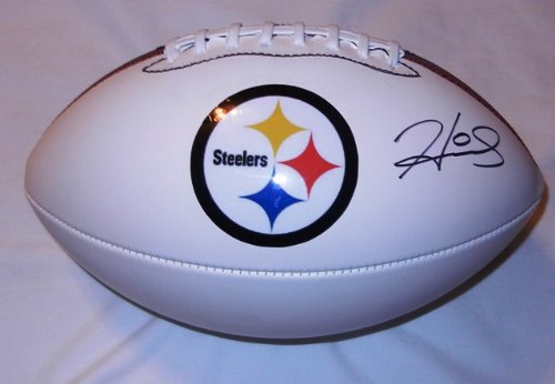 Hines Ward Autographed Pittsburgh Steelers Logo Football W/PROOF, Picture of Hines Signing For Us, Super Bowl Champions, Super Bowl XL, Super Bowl XLIII, Georgia Bull Dogs