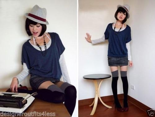 Leg Warmers Over Knee High Socks Knit Leggings Stockings Cotton Lambs Wool Black