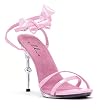 4.5 Inch Sexy High Heel Shoe Womens Open Toe Shoe With Metallic And Removable Bow.