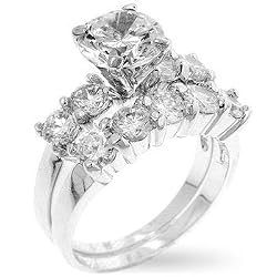 That's Gorgeous Stunning Wedding Ring Set, 4.3 CT TW, Size 6 - Gift Box
