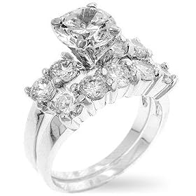 WOMEN'S RINGS RHODIUM W/CLEAR CZ - Classical Wedding