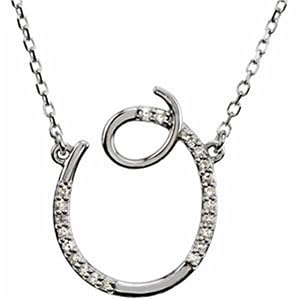 14k White Gold Initial O Necklace