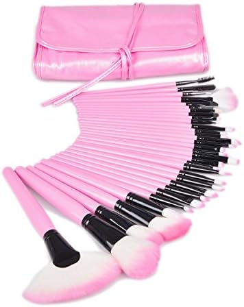 Woman's Pink 32 Pcs Make up Tools Pincel Maquiagem Professional Superior Soft Cosmetic Makeup Brush Set Kit + Pouch Bag Case