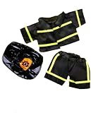 Black Firefighter w/Hat Teddy Bear Clothes Fit 14" - 18" Build-A-Bear, Vermont Teddy Bears, and Make Your Own Stuffed Animals