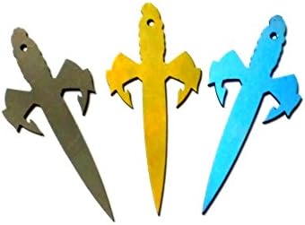 Blue Anodized Titanium Dagger Logo Patch, Necklace w/ Titanium Pendant or w/ Velcro