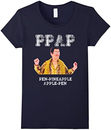 Women's PPAP Pen Pineapple Apple Pen T-Shirt Large Navy