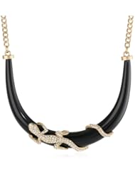 ABS By Allen Schwartz Black Resin with Gold Tone Lizard Wrap Necklace, 19"
