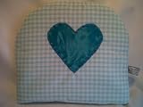 Turquoise Gingham with Taffeta Heart Tea Cosy