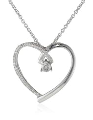 Sterling Silver Diamond Heart Pendant Necklace (1/6cttw, I-J Color, I2-I3 Clarity), 18"