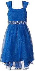 Girls Glittering  High-Low-Hem Polyester  Dress With Rhinestones