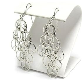 Buy HOT Many Peace Charm Cascading Dangle Earings Silver Tone by Peace Jewelry Ks Charming Designs