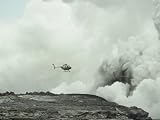 Helicopter Flies over a Smoking Volcano in Hawaii National Geographic Collection Photographic Poster Print by Paul Nicklen, 32x24