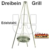 Dreibein Edelstahl Schwenkgrill Holzkohle BBQ Grill Hammergrill TOP Gartengrill