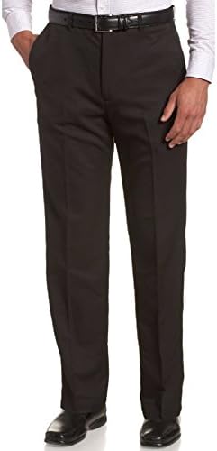 Signature Men's Dress Flat Front Pants With Hidden Expendable Waist 31W x 30L Black