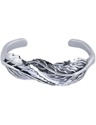 Sterling Silver Double Leaf Cuff Bracelet 16mm