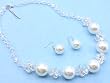 White Pearl with Clear Galss Beads Chunky Ball Necklace