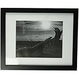 Golden State Art, 11x14 Black Photo Wood Frame with REAL GLASS and White Mat for 8x10 Picture