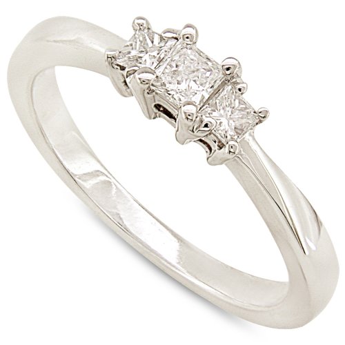 Childrens Toyshop  Jewelry : Three Stone Princess Cut Diamond Ring 1/4ctw (IJ/I1) in White Gold