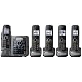 Panasonic KX-TG7645M DECT 6.0 Link-to-Cell via Bluetooth Cordless Phone with Answering System, Metallic Gray, 5 Handsets