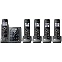 Panasonic KX-TG7645M DECT 6.0 Link-to-Cell via Bluetooth Cordless Phone with Answering System, Metallic Gray, 5 Handsets