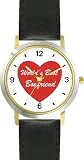 41CcW ltZ2L. SL160  Red Heart   Worlds Best Boyfriend   Love & Friendship Theme   WATCHBUDDY® DELUXE TWO TONE THEME WATCH   Arabic Numbers   Black Leather Strap Size Large