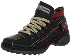 Rieker 43323-01, Damen Fashion Halbstiefel & Stiefeletten, Schwarz (schwarz/rosso/schwarz-weiss/schwarz 01), EU 36